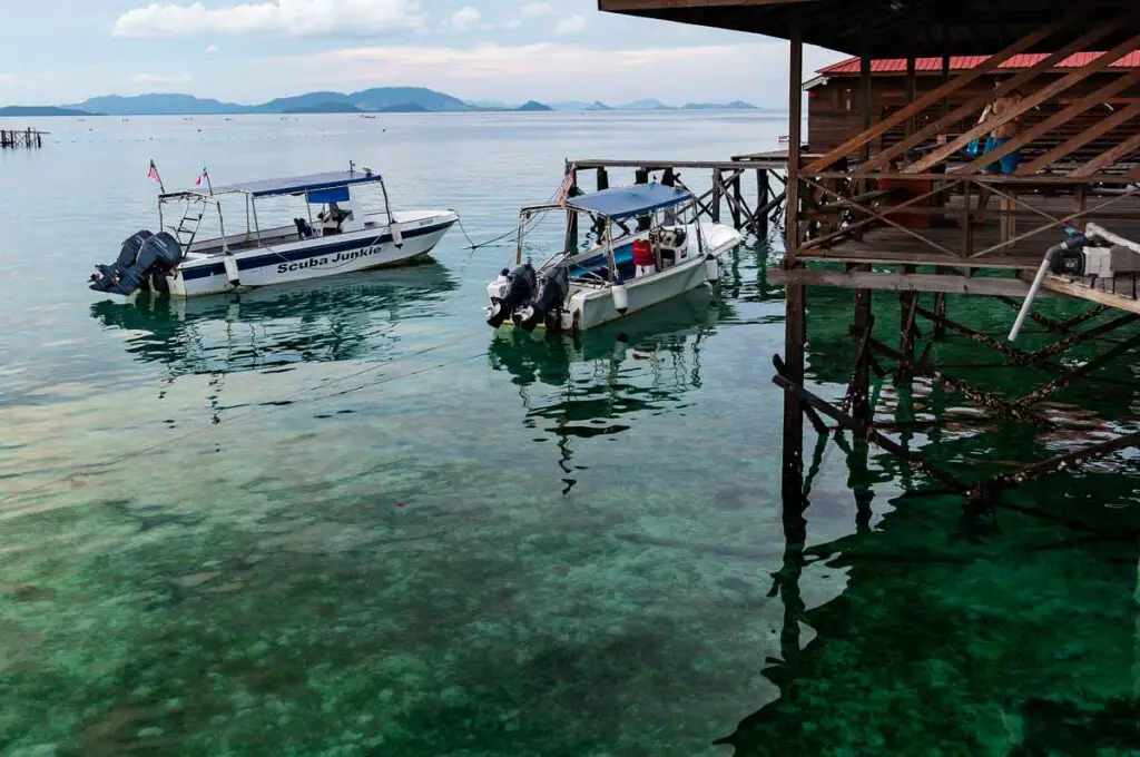 The transparent waters of Mabul, a very popular yet stunning Borneo island