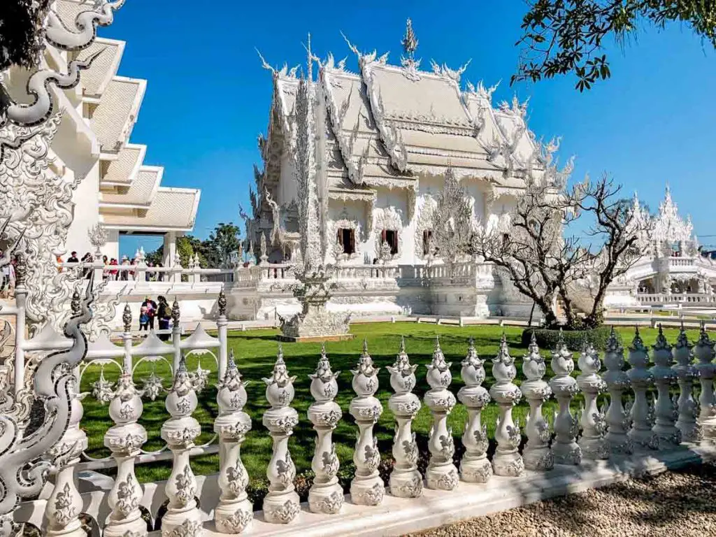 Chiang Mai's white temple view from the side
